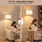 Brushed Nickel Arc Floor Lamp Adjustable Height 55-63in 3 Color 9W LED Bulb, alternate view 3