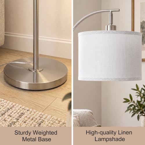 Brushed Nickel Arc Floor Lamp Adjustable Height 55-63in 3 Color 9W LED Bulb, alternate view 6