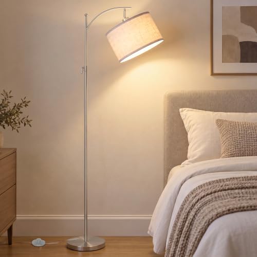 Brushed Nickel Arc Floor Lamp Adjustable Height 55-63in 3 Color 9W LED Bulb, alternate view 7