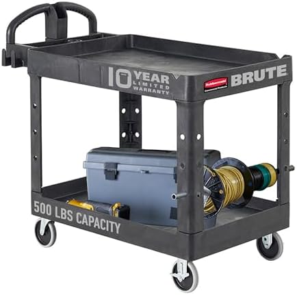 Brute Med 2-Shelf Utility Cart, 500lb, Black in Black