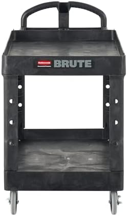 Brute Med 2-Shelf Utility Cart, 500lb, Black in Black, alternate view 4