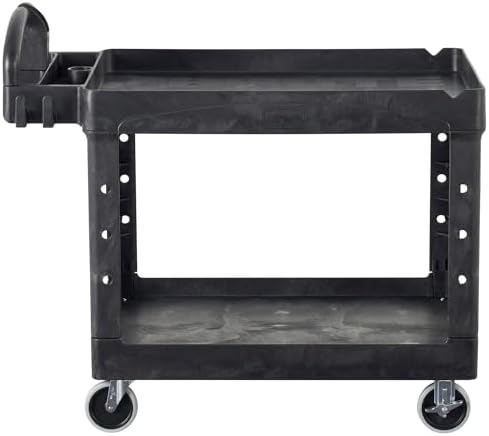 Brute Med 2-Shelf Utility Cart, 500lb, Black in Black, alternate view 5