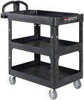 Brute Med 3-Shelf Utility Cart, 600lb, Black in Black
