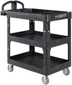 Brute Med 3-Shelf Utility Cart, 600lb, Black in Black