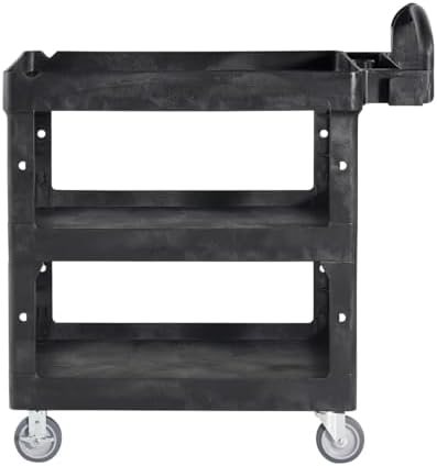 Brute Med 3-Shelf Utility Cart, 600lb, Black in Black, alternate view 5