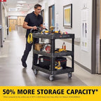 Brute Med 3-Shelf Utility Cart, 600lb, Black in Black, alternate view 7