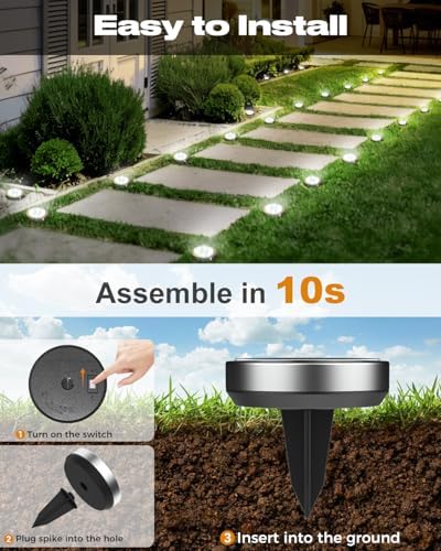 btfarm 10 Pack Solar Lights Outdoor Waterproof, 8 LED Solar Ground Lights, alternate view 4