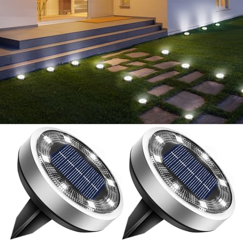 btfarm 2 Pack Solar Lights Outdoor Waterproof, 8 LED Solar Ground Lights
