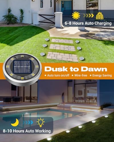 btfarm 2 Pack Solar Lights Outdoor Waterproof, 8 LED Solar Ground Lights, alternate view 2
