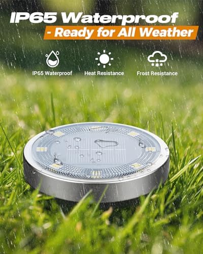 btfarm 2 Pack Solar Lights Outdoor Waterproof, 8 LED Solar Ground Lights, alternate view 3