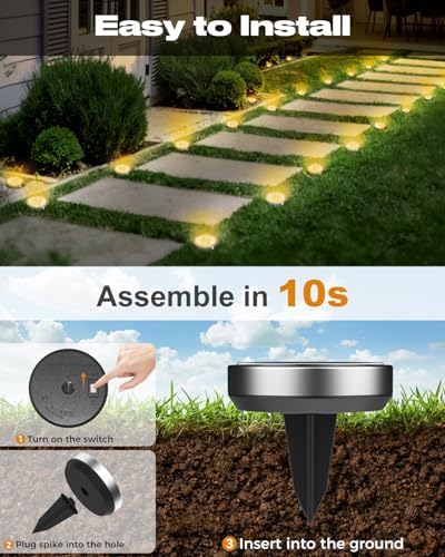 btfarm 30 Pack Solar Lights Outdoor Waterproof, 8 LED Solar Ground Lights, alternate view 4