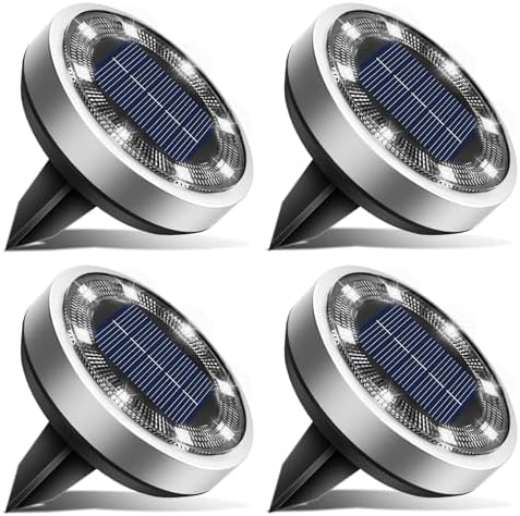 btfarm 4 Pack Solar Lights Outdoor Waterproof, 8 LED Solar Ground Lights