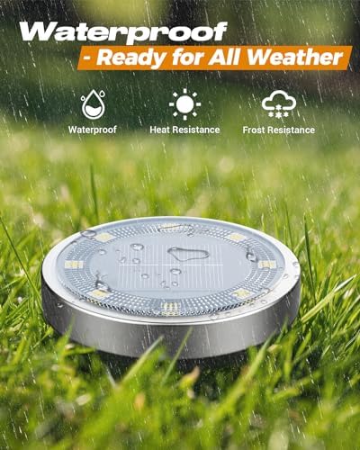 btfarm 4 Pack Solar Lights Outdoor Waterproof, 8 LED Solar Ground Lights, alternate view 3