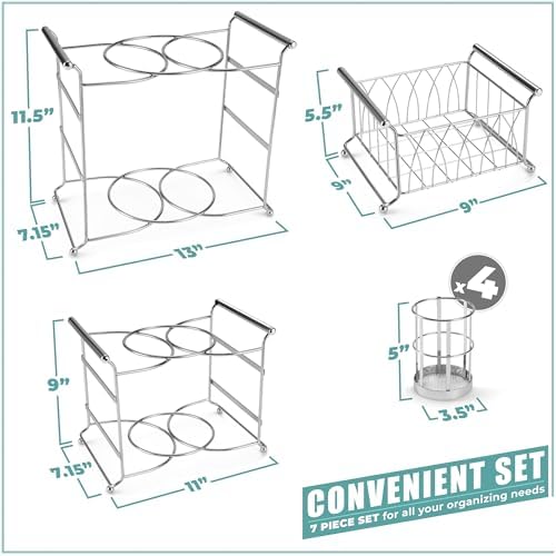 Buffet Caddy, 7-Piece 3-Tier Set, Stackable Design, alternate view 3