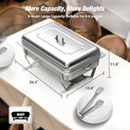 Buffet Chafing Dishes 4 Pack, 9QT Stainless Steel Chafer Buffet Servers and Warmers Set with Mirror Finish &, alternate view