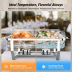 Buffet Chafing Dishes 4 Pack, 9QT Stainless Steel Chafer Buffet Servers and Warmers Set with Mirror Finish &, alternate view