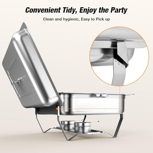 Buffet Chafing Dishes 4 Pack, 9QT Stainless Steel Chafer Buffet Servers and Warmers Set with Mirror Finish &, alternate view
