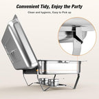 Buffet Chafing Dishes 4 Pack, 9QT Stainless Steel Chafer Buffet Servers and Warmers Set with Mirror Finish &, alternate view