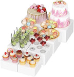 Buffet Risers, 4 Pcs Plastic Dessert Table Display Set, White in 6" x 7" x 7.8'' in White