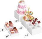 Buffet Risers, 5 Pcs Plastic Dessert Table Display Set, Black in 6" x 7" x 7.8'' in White