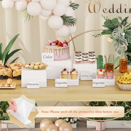 Buffet Risers, 5 Pcs Plastic Dessert Table Display Set, Black in 6" x 7" x 7.8'' in White, alternate view 3