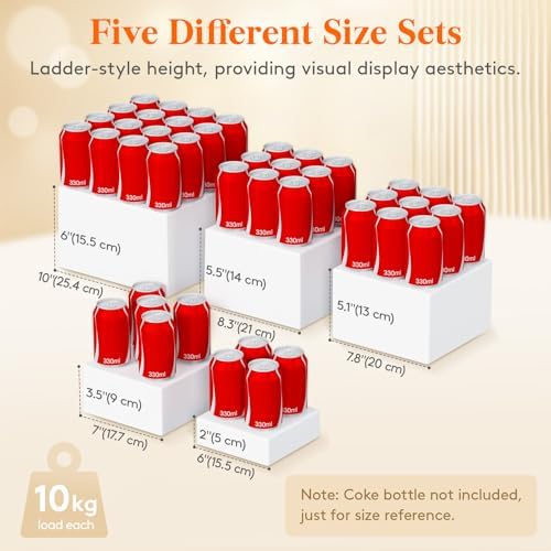 Buffet Risers, 6 Pcs Plastic Dessert Table Display Set, White in 6" x 7" x 7.8'' in White, alternate view 2
