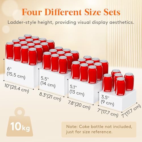 Buffet Risers, 8 Pcs Plastic Dessert Table Display Set, White in 6" x 7" x 7.8'' in White, alternate view 2