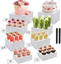Buffet Risers and Stands 8Pcs, Acrylic Food Risers for Buffet Table in White