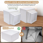 Buffet Risers and Stands 8Pcs, Acrylic Food Risers for Buffet Table in White, alternate view 5