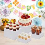 Buffet Risers and Stands 8Pcs, Acrylic Food Risers for Buffet Table in White, alternate view 7