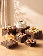 Buffet Risers And Stands, Food Risers for Buffet Table, Walnut Color in Walnut Color, alternate view 2
