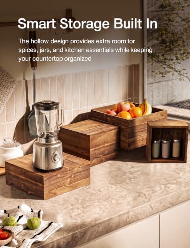 Buffet Risers And Stands, Food Risers for Buffet Table, Walnut Color in Walnut Color, alternate view 5