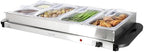 Buffet Server & Food Warmer with 5 Removable Sectional Trays, Heated Warming Tray and Removable Tray Frame in