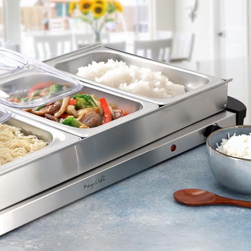 Buffet Server & Food Warmer with 5 Removable Sectional Trays, Heated Warming Tray and Removable Tray Frame in, alternate view