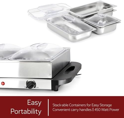 Buffet Server & Food Warmer with 5 Removable Sectional Trays, Heated Warming Tray and Removable Tray Frame in, alternate view