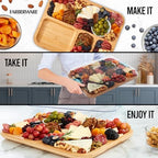 Build-A-Board Bamboo Cutting Board with Built-in Compartments and Clear Locking Lid with Blue Handles, Perfect, alternate