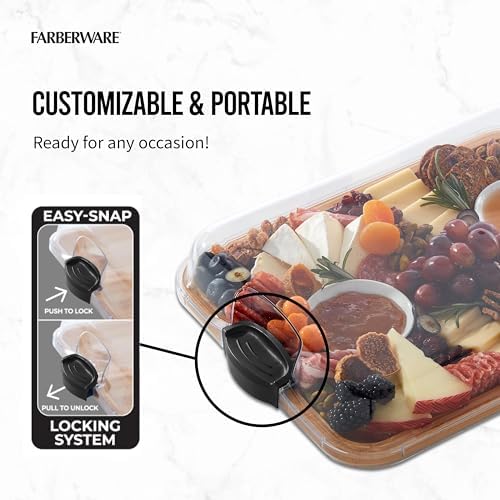Build-A-Board Bamboo Cutting Board with Single Storage Compartment, Clear Locking Lid, Black Handles, Perfect, alternate view