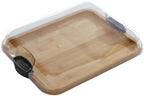 Build-A-Board Bamboo Cutting Board with Single Storage Compartment, Clear Locking Lid, Black Handles, Perfect, alternate view