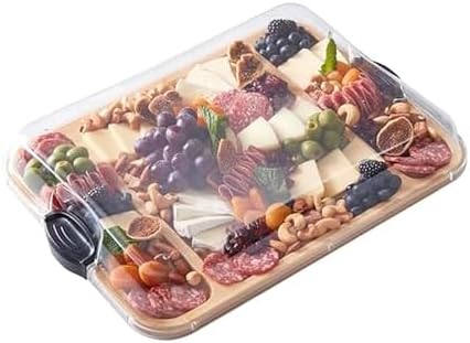 Build-a-Board Cutting Board with Three Compartments and Clear Locking Lid for Charcuterie, Snacks, and More