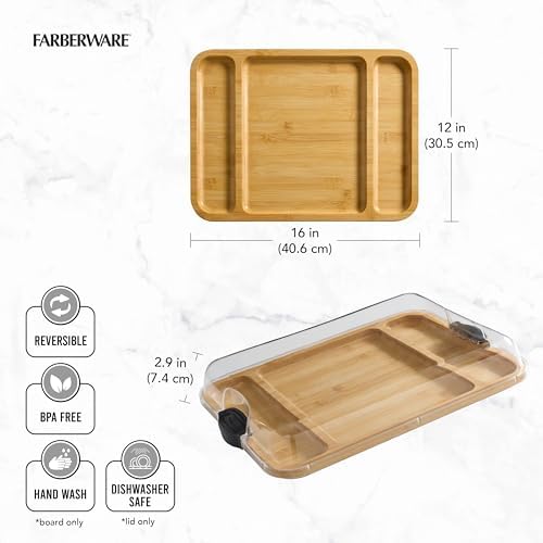Build-a-Board Cutting Board with Three Compartments and Clear Locking Lid for Charcuterie, Snacks, and More, alternate view 3