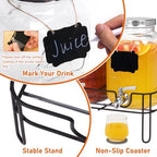 Bululuo 2 Pack 1 Gallon Glass Drink Dispensers with Stand & Spout, alternate view 6