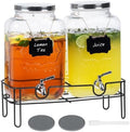 Bululuo 2 Pack 2 Gallon Glass Drink Dispensers with Stand & Spout