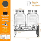 Bululuo 2 Pack 2 Gallon Glass Drink Dispensers with Stand & Spout, alternate view 3
