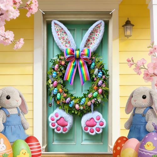 Bunny Ears Easter Door Cover 35x71 Inches Polyester in 35x71 Inches