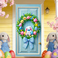 Bunny Egg Wreath Easter Door Cover 35x71 Inches Polyester in 35x71 Inches