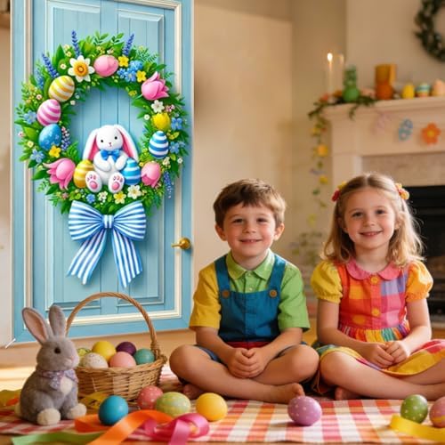 Bunny Egg Wreath Easter Door Cover 35x71 Inches Polyester in 35x71 Inches, alternate view 5