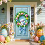Bunny Egg Wreath Easter Door Cover 35x71 Inches Polyester in 35x71 Inches, alternate view 6