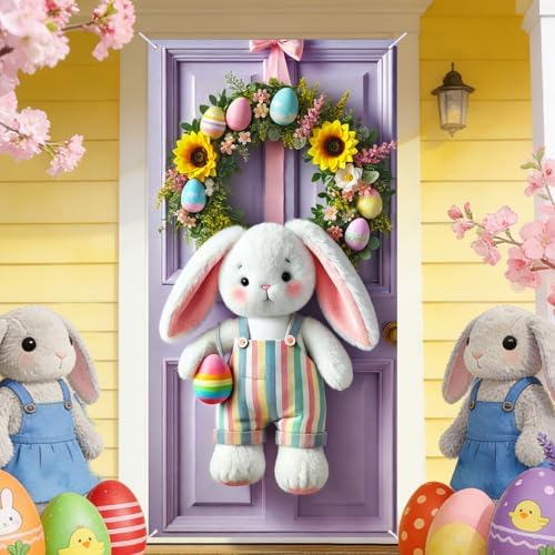 Bunny Sunflower Door Cover Polyester 70.87x35 In