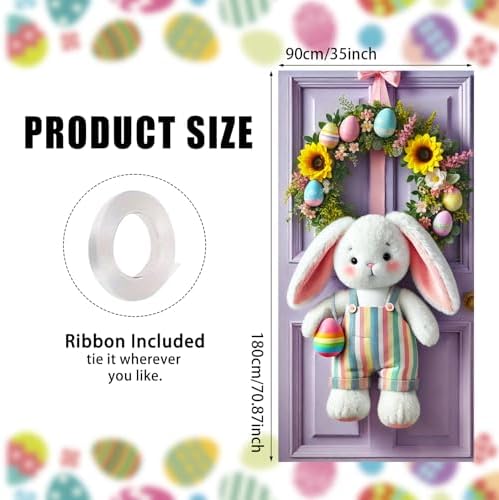 Bunny Sunflower Door Cover Polyester 70.87x35 In, alternate view 3