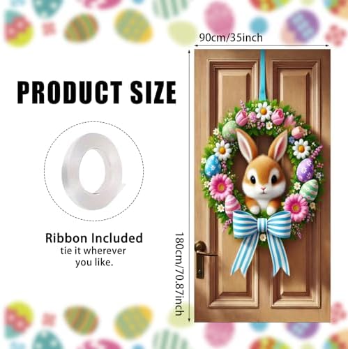 Bunny Wreath Easter Door Banner 35x71 Inches Polyester in 35x71 Inches, alternate view 3